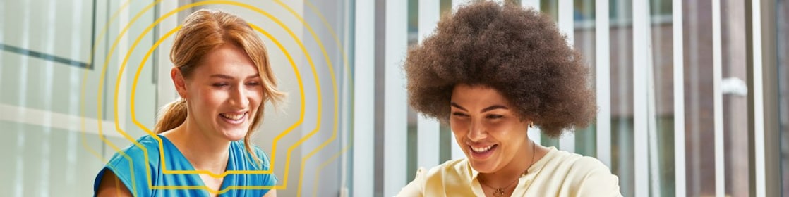 Two female colleagues working on a project