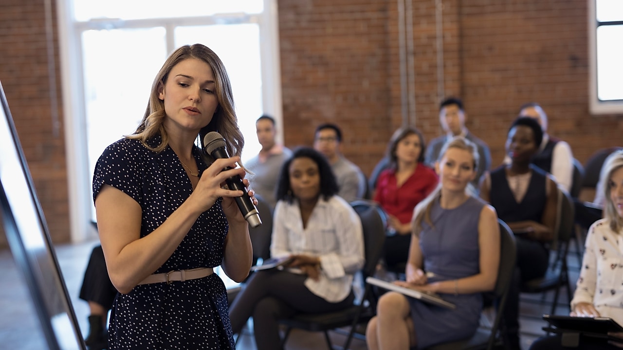 One speaker in front of an audience