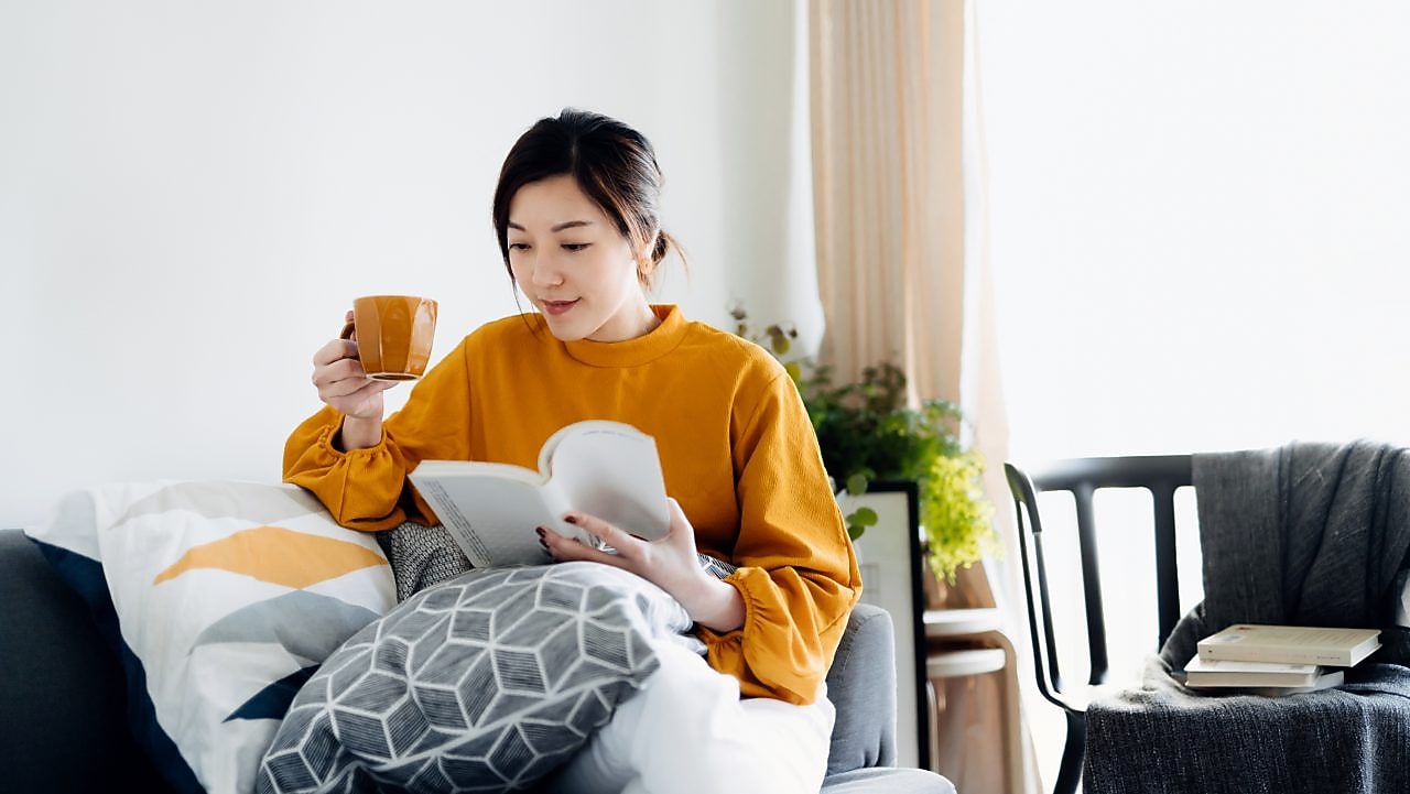 woman reading a book