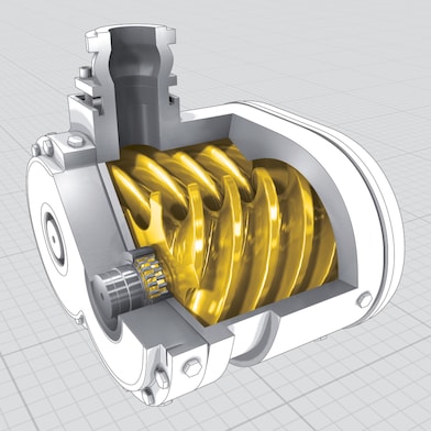 diagram ilustrujący działanie oleju do sprężarek Shell Corena w podzespołach maszyny