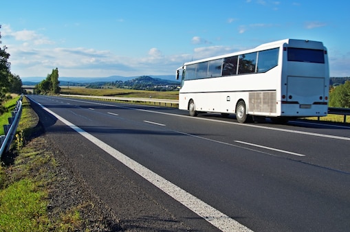 Bus running on road
