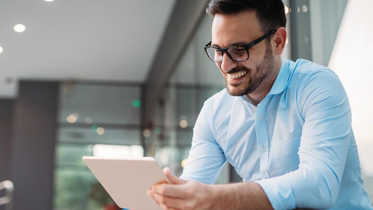 Man working on a tablet