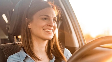 Women driving a Car