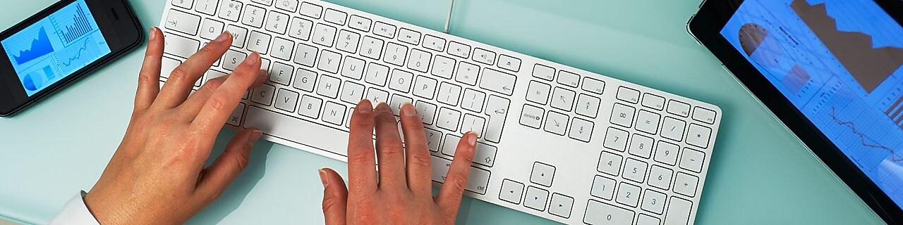 A user surfs the web from their desk