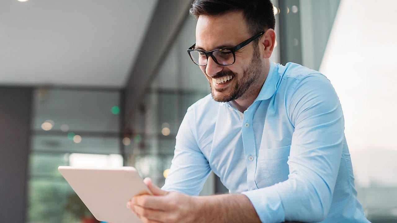 Man working on a tablet