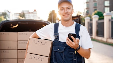Kurier doreczający paczki