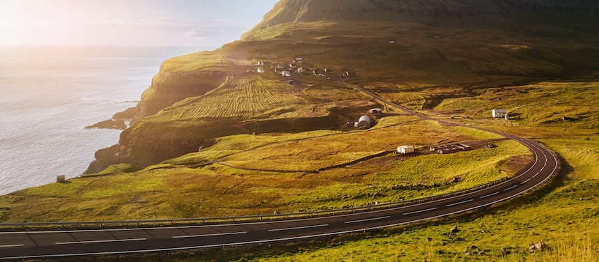 Winding road by the sea