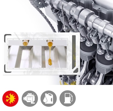Przedstawienie szybszego przepływu oleju Shell Helix Ultra w porównaniu z olejem mineralnym