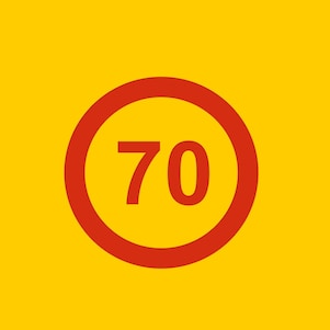 znak ograniczenia prędkości 70
