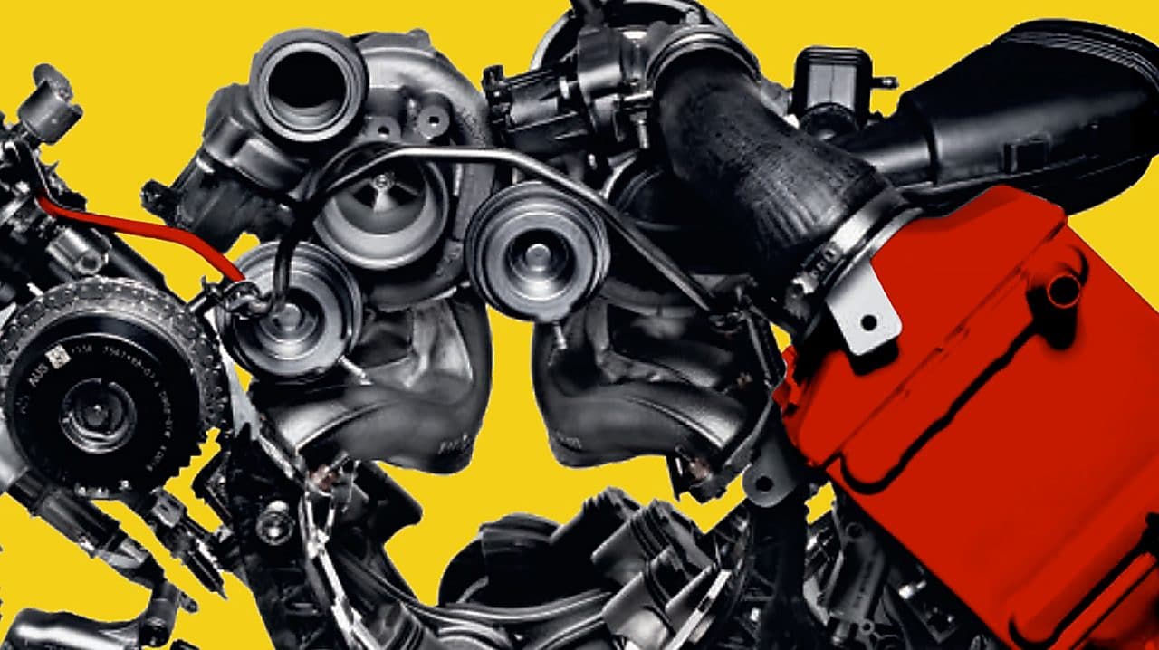 Zdjęcie silnika samochodowego na żółtym tle