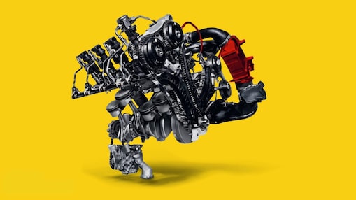 Sprężarka powietrza układu turbodoładowania na żółtym tle