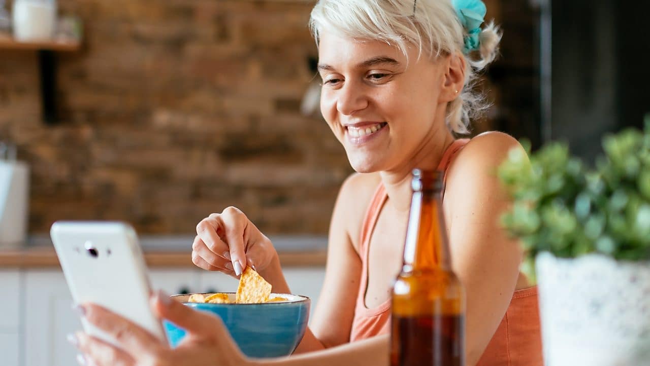 Girl checking her mobile