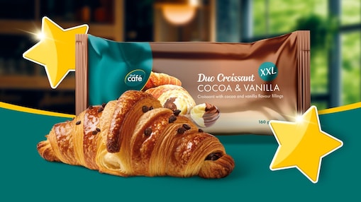 Na grafice jest croissant oraz rogalik marki Shell Cafe.