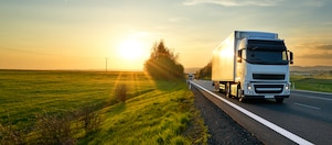 Truck running on road